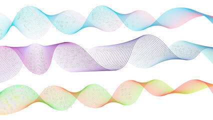 Poster - Dynamic gradient colorful flowing wave design element. Abstract wavy lines gradient vector line blend element. Wavy line gradient shapes set	
