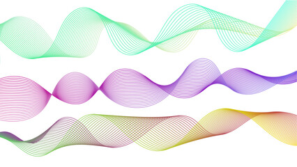 Poster - Dynamic gradient colorful flowing wave design element. Abstract wavy lines gradient vector line blend element. Wavy line gradient shapes set	
