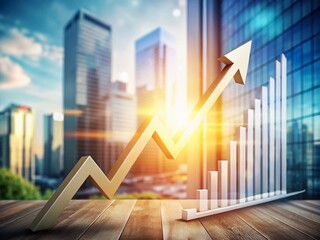 Poster - Growth Indicators: An Upward Arrow Symbolizing Progress and Development with Ample Copy Space for Business Insights and Financial Reports