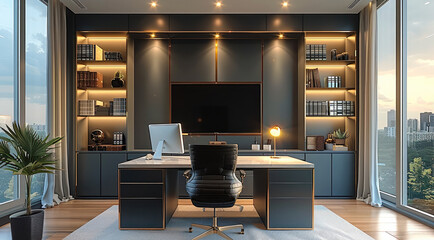 Poster - The perfect office for a full time work from home consultant. great lightning.