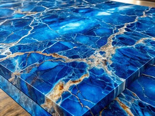 Poster - High Gloss Blue Marble Texture for Elegant Italian Slab Design, Perfect for High-Resolution Ceramic Wall and Floor Tiles, Showcasing Rich Patterns and Colors