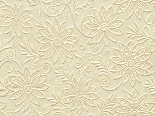 Poster - High-Quality Panoramic Photography of Off White Embossed Paper Texture with Intricate Patterns and Subtle Shadows for Creative Design and Artistic Projects