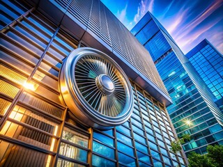 Poster - High-Resolution Architectural Photography Featuring a Ventilator Lower Third with Metallic Text Effect for Professional Video Production and Design Projects