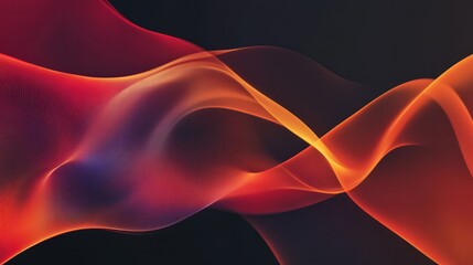 Poster - wave-like pattern in shades of red and orange flowing smoothly across a dark background