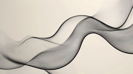 Poster - luxurious black line design on a soft gray background. The composition consists of flowing lines that intersect and overlap