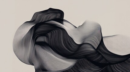 Poster - luxurious black line design on a soft gray background. The composition consists of flowing lines that intersect and overlap