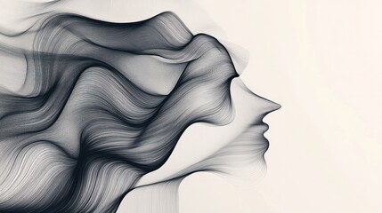 Poster - luxurious black line design on a soft gray background. The composition consists of flowing lines that intersect and overlap