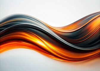 Poster - Long Exposure Capture of a Black and Orange Wave on a White Background, Showcasing Fluid Motion and Striking Contrast for Artistic and Abstract Photography Use