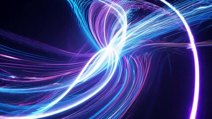 Wall Mural - cosmic dance: a mesmerizing digital rendering of vibrant, swirling light trails in blue and purple h