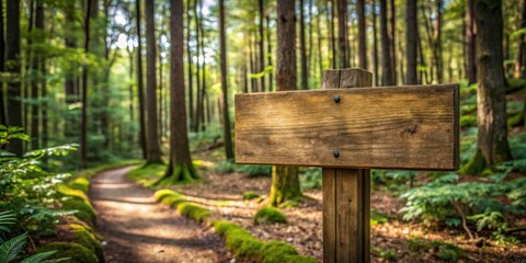 Aufkleber - A Blank Wooden Sign Stands Tall in a Lush Forest, Waiting for a Message