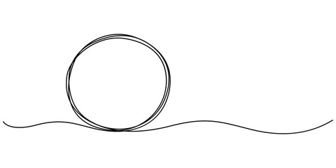 Poster - Continuous one line circle stroke, Hand drawn circle frame on white background. one line drawing vector illustration, Continuous one line drawing of scribble black circle. Round frame sketch outline