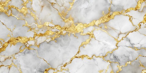 Poster - Luxurious White Marble Texture with Gold Foil Background for Elegant Interior Design and High-End Aesthetic Projects
