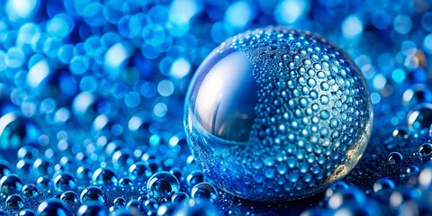 Poster - Macro Photography of a Striking Blue Sphere with a White Dot at Its Center, Perfect for Abstract Art and Nature Backgrounds, Showcasing Intricate Textures and Vibrant Colors