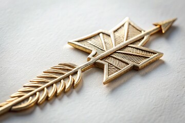 Poster - Macro Photography of an Opposite Arrow Symbol Isolated on White Background, Creative Representation of Direction and Contrast in Design Elements