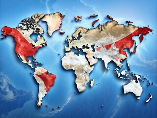 Poster - Magnified View of Indonesia Overlaid on World Map – Three Distinct Versions Featuring the Indonesian Flag and Global Map Illustrations, Perfect for Educational and Geographical Themes