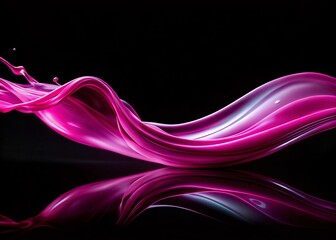 Poster - Minimalist Abstract Flow of Pink Liquid or Light Creating Smooth Curves Against a Dark Background for Contemporary Art and Design Projects