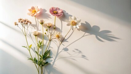 Poster - Minimalist Floral Shadow Art in a Serene Composition Emphasizing Balance and Nature's Elegance for Modern Home Decor