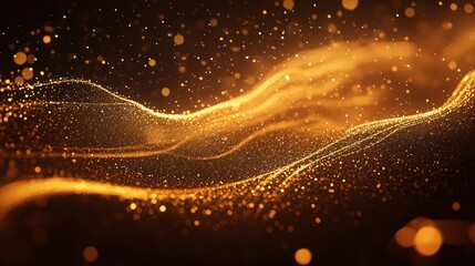 Aufkleber - a deep brown background that highlights a digital signature crafted from radiant golden light lines.