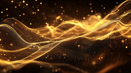 Poster - a deep brown background that highlights a digital signature crafted from radiant golden light lines.