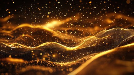 Poster - a deep brown background that highlights a digital signature crafted from radiant golden light lines.