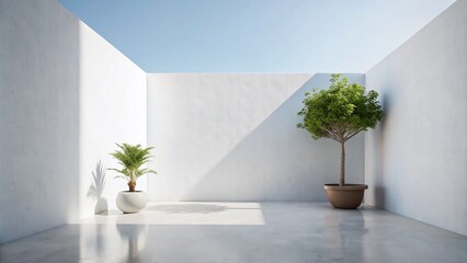 Poster - Minimalist White Wall Background for Photography and Design, Perfect for Product Showcases, Creative Spaces, or Modern Interior Décor, Highlighting Simplicity and Elegance