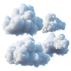 Wall Mural - 3d render, abstract clouds and cumulus clip art isolated on transparent background, sky elements