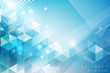 Poster - Modern Abstract Banner Design Featuring Light Blue and White Geometric Shapes for Promotional Use with Copy Space for Customizable Text