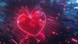 © delvin std - A glowing heart symbol representing technology and emotion in a digital landscape.