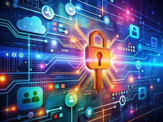Fototapete - Modern Encryption Interface with Integrated Key Symbols for Enhanced Digital Security and Privacy in Data Protection Solutions