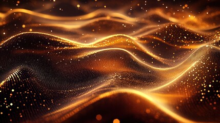 Aufkleber - a deep brown background that highlights a digital signature crafted from radiant golden light lines.