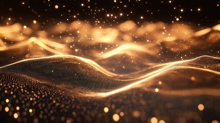 Aufkleber - a deep brown background that highlights a digital signature crafted from radiant golden light lines.