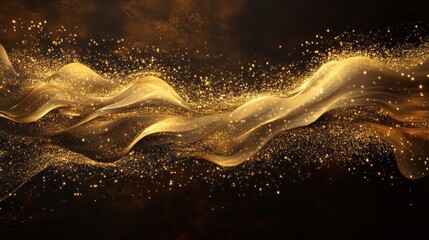 Aufkleber - a deep brown background that highlights a digital signature crafted from radiant golden light lines.