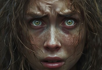 Poster - a wide eyed expression of fear captures the primal instinct of s