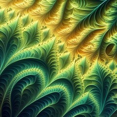 Poster - Fractal Nature A detailed fractal pattern mimicking leaves and v