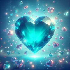 Poster - Heart Cyan Cyan hearts