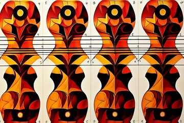Poster - rhythmic patterns notes arranged in patterns to show complex rhy