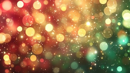 Poster - A vibrant abstract Christmas bokeh background featuring shimmering circles of light in various shades of red,