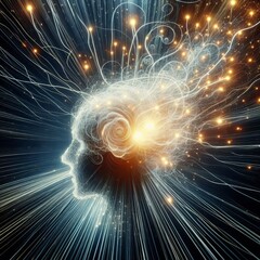 Poster - Thoughts as Streams of Light Streams of light flowing from a per