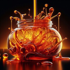 Poster - Transparent syrupy threads of cadmium orange ooze like the slow