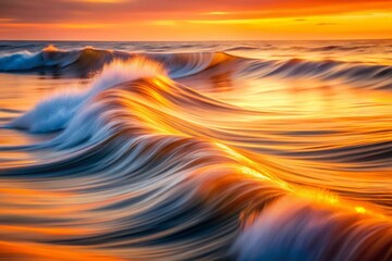Poster - Refined Waves: Captivating Long Exposure Photography with Dynamic Orange Tones and Smooth Abstract Background for Artistic and Modern Visuals