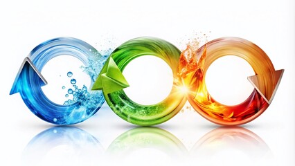 Poster - Refresh Symbols Collection on White Background with Long Exposure Effect for Modern Design Elements, Ideal for Web and Print Applications in Various Creative Projects
