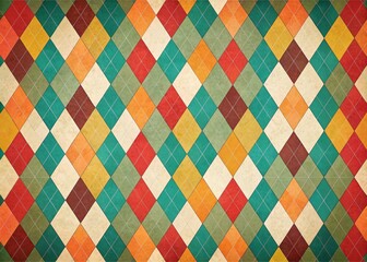 Poster - Retro Harlequin Check Wallpaper with Geometric Rhombus Pattern in Vintage Colors for Unique Interior Design Inspiration and Modern Aesthetic Spaces