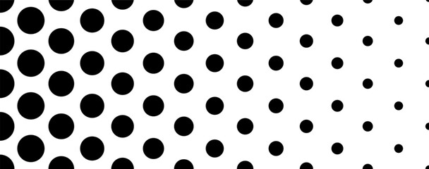 Wall Mural - horizontal halftone black polka dots circle banner background design vector.