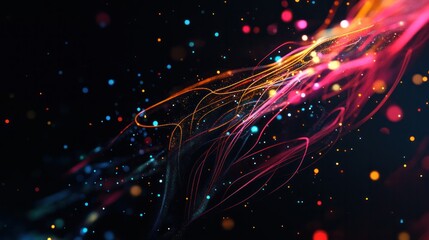 Aufkleber - modern abstract motion banner showcasing a blend of colorful particles and lines that seem to dance 