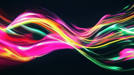 Poster - An eye-catching abstract motion banner displaying dynamic streaks of light in neon colors,