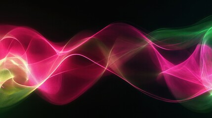 Poster - A mesmerizing background illustration featuring large neon waves in shades of pink and green. Blend together beautifully and amazingly