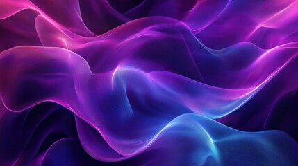 Poster - neon waves in a gradient of purple to blue, flowing gracefully across the canvas.
