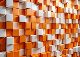 Poster - Striking Orange and White Block Wall Design for Modern Interior Spaces and Contemporary Architecture Showcasing Unique Textures and Color Combinations in Product Photography