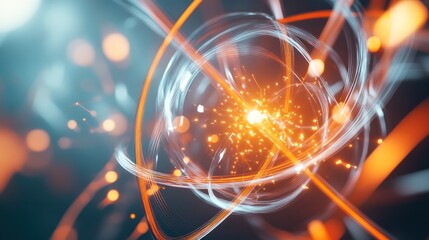 Poster - showcasing a futuristic energy source, with intricate geometric patterns and glowing lines that illustrate the principles of quantum mechanics.