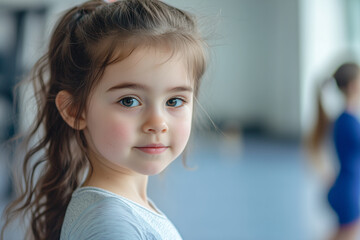 little cute caucasian girl at indoors